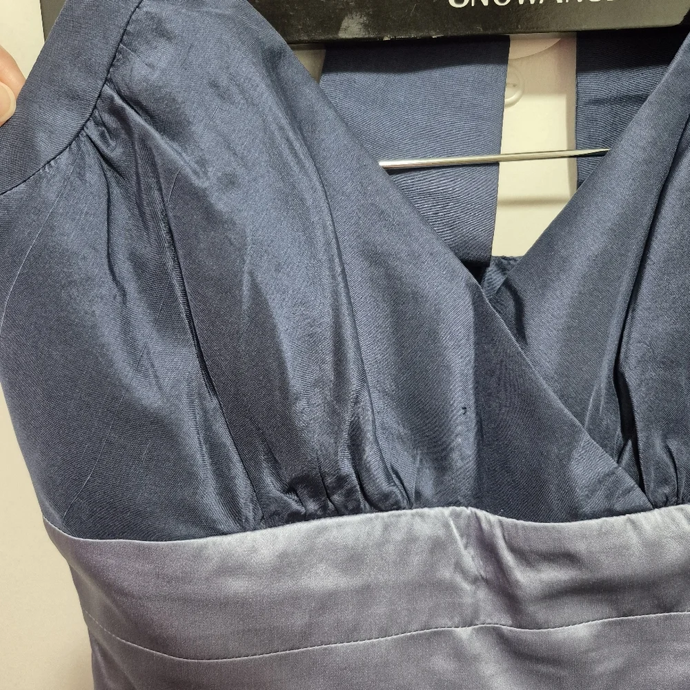 Jenny Yoo Silk Halter Slate Blue Dress SIZE 6 - Picture 4 of 8